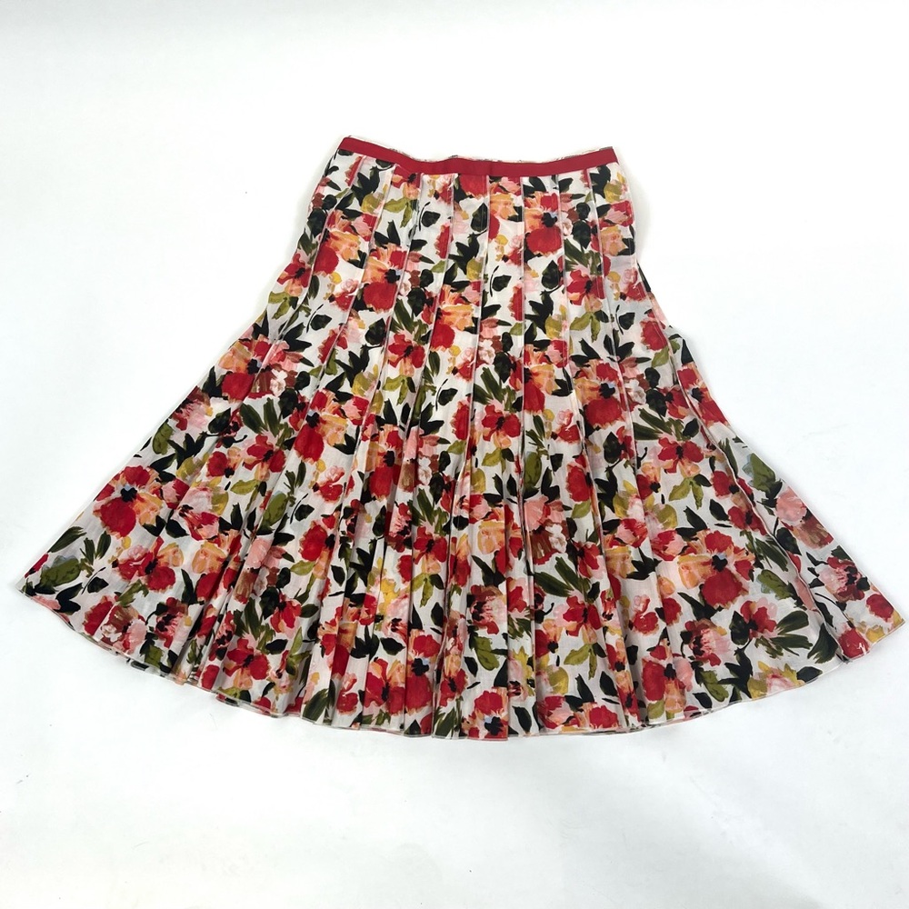 Premise Red and Black A-Line Midi Skirt